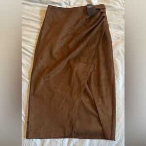 Abercrombie & Fitch Vegan Suede Pencil Skirt Brown